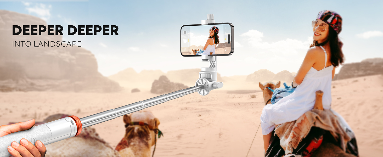 Штатив для смартфона та селфі-стика з пульт дистанційного керування, 158 см, міцна конструкція, регульований, для iPhone/Android (Мінеральний білий)
