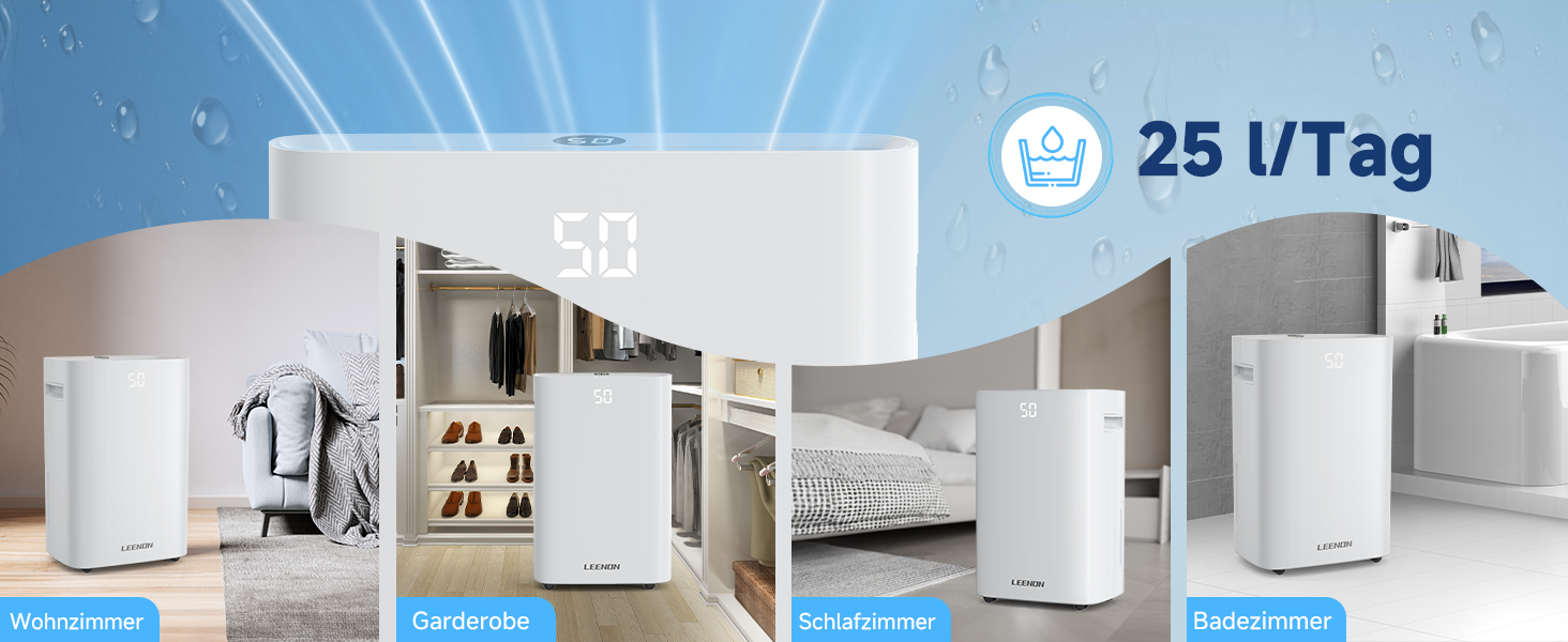 Електричний осушувач повітря 25L з таймером, фільтром та захистом від дітей. Економний, проти цвілі та вологи.