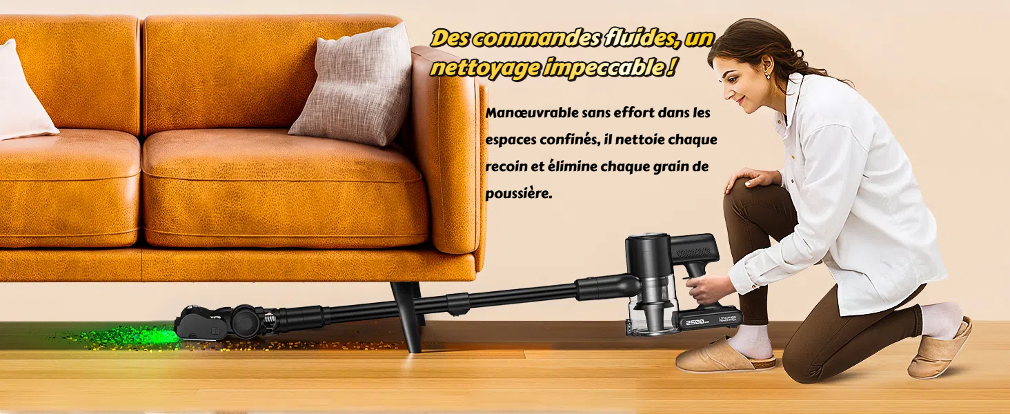 Бездротовий акумуляторний пилосос 48KPa/500W/55хв з LED-дисплеєм та станцією для зарядки, для прибирання шерсті тварин, килимів, твердих поверхонь та авто, чорний