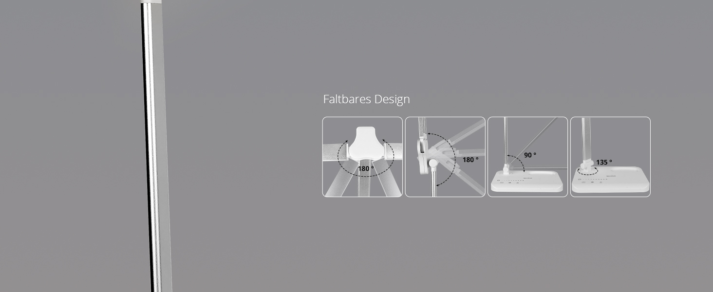 iVict LED лампа для столу з двома шарнірними руками, сенсорне керування, 5 режимів, таймер, USB-порт, пам'ять, для дітей, біла