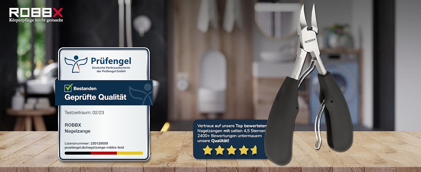 Набір для догляду за нігтями ROBBX® Profi: кусачки для товстих нігтів, зручна ручка, шкіряний етикет, ножиці для нігтів