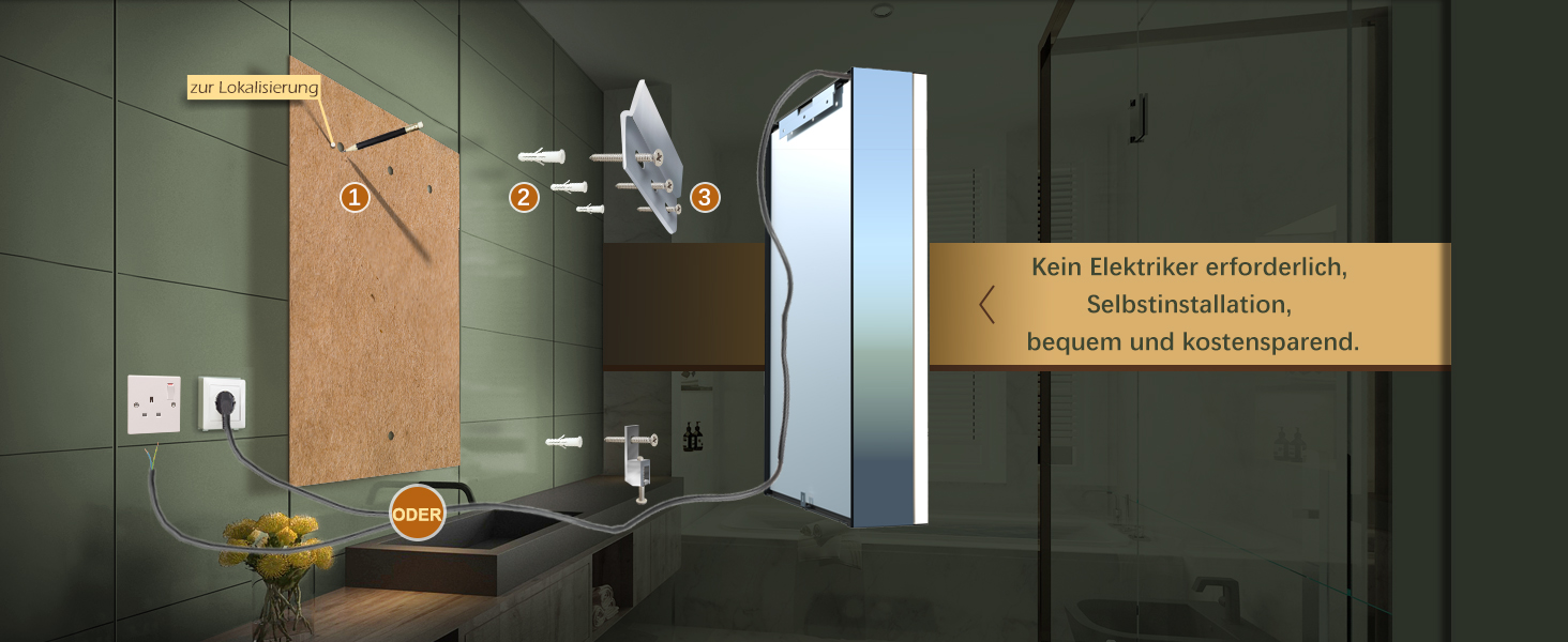 LED дзеркальна шафка для ванної кімнати KWW з підсвічуванням, регульованою температурою світла, протитуманним покриттям та USB роз'ємами (2 дверцята, 80x70 см, ліве кріплення)