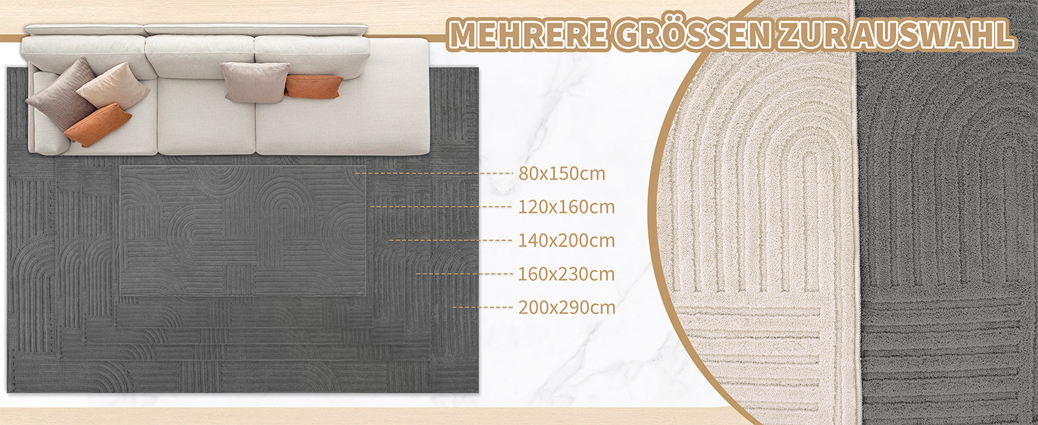 Килим для вітальні 160x230 см, великий пухнастий з коротким ворсом, миючий, сучасний, 3D ефект, антиковзаючий, для їдальні, кухні, спальні (140 x 200 см, сірий)