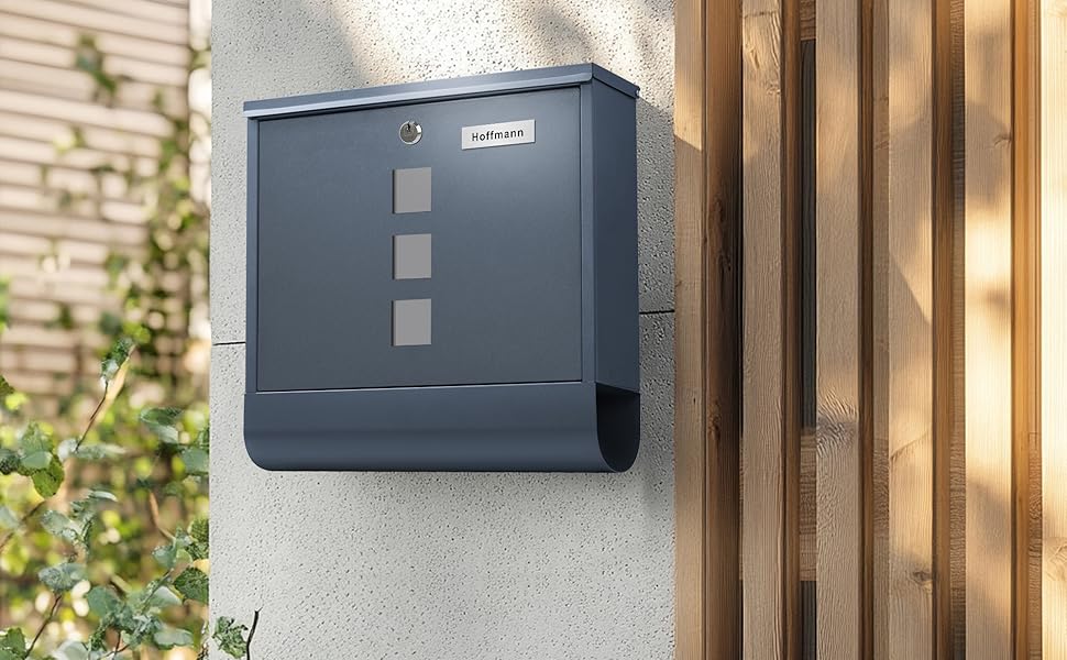 Поштовий ящик Zedelmaier XXL персоналізований з нержавіючої сталі, 35x35 см, 4 ключі, для листів B5/C4, з газетницею, RAL 7016 Антрацит