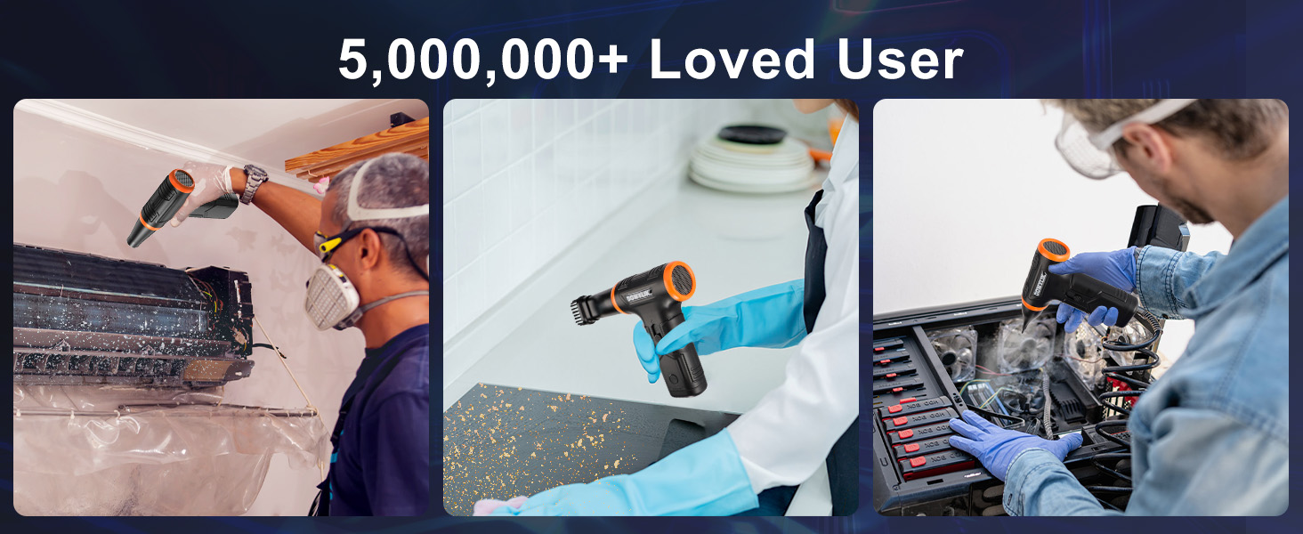 Електричний пилосос-фен, 220000 об/хв, акумуляторний, з LED-підсвічуванням, насадка-щітка, USB-зарядка, для ПК, авто, дивану. Модель W05B