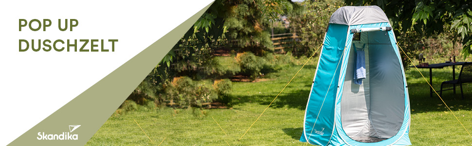 Skandika Pop Up Shower Tent | Changing Tent with 210cm Height, Silver Coated, Privacy Screen, Detachable Floor, Coverable Window with Mosquito Net, Shower Attachment | Toilet Tent