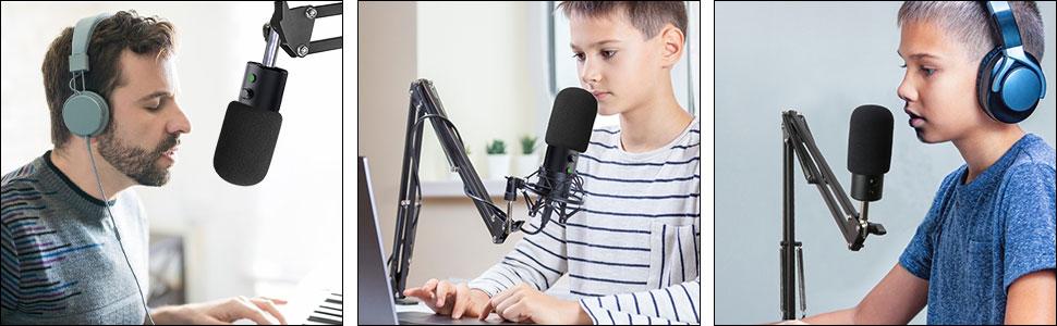 Кріплення для мікрофона Razer Seiren X від YOUSHARES з поп-фільтром, гнучкий штатив, сумісний з USB-мікрофоном Seiren X