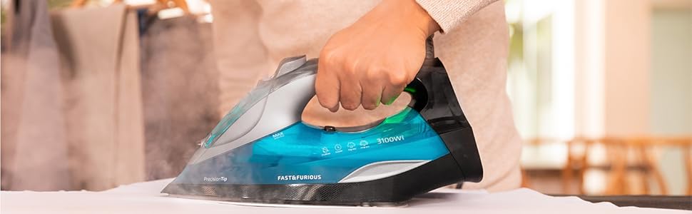 Праска Cecotec Fast&Furious 5040 Absolute: потужність 3100 Вт, 65 г/хв, паровий удар 230 г/хв, підошва Turbo Slide, Eco-режим, захист від протікання, автовимкнення