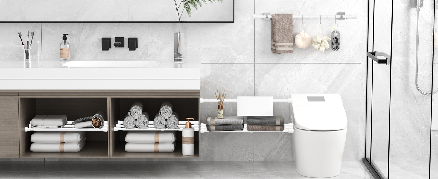 Штанга для карнизів AIZESI без свердління, 70-130 см, телескопічна, біла (діаметр 22 мм)