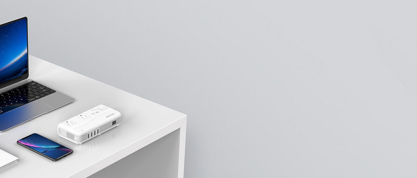 Мережевий фільтр BESTEK з 6 розетками, 4 USB, захистом від перенапруги 900 Дж, вимикач, синій та білий