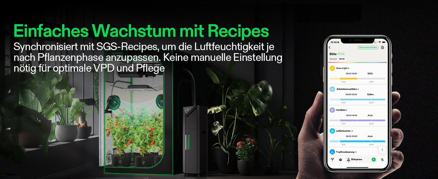 Зволожувач повітря VIVOSUN для рослин, AeroStream H05, 19л, ультразвуковий, тихий (24дБ), 360°