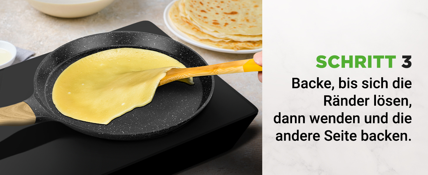 Пательня для млинців Nutrichef 28 см з антипригарним мармуровим покриттям, індукційна, з дерев'яною лопаткою