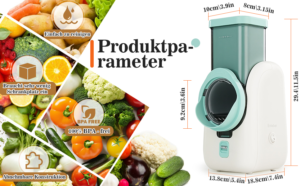 Електричний набір для нарізки овочів та фруктів 6-в-1: терка, шинковка, нарізка для овочів, фруктів, сиру та горіхів. Білий та зелений колір