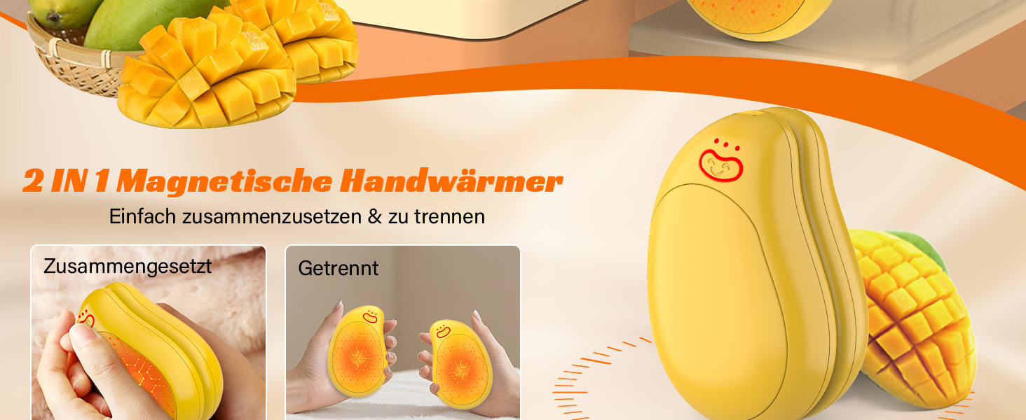 Електричні грілки для рук 2 шт. з акумуляторами 8000 mAh, USB, 3 режими, для зими, жовті