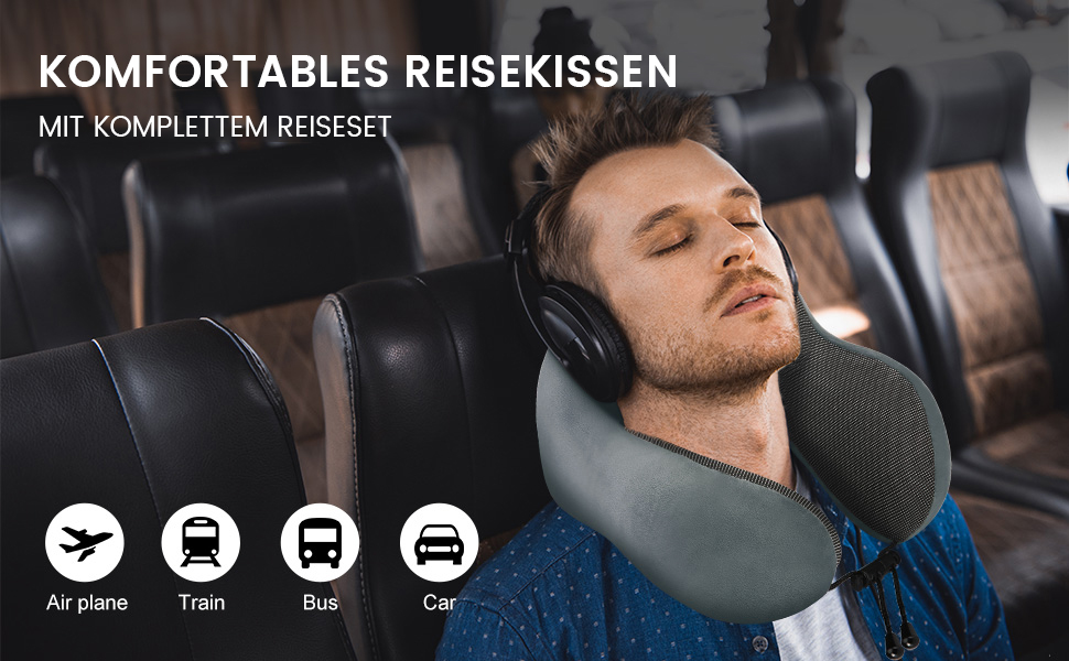 Подушки для шиї SOMLAW 2 шт. Memory Foam, ергономічні, для подорожей, літака, авто, офісу (сірий+рожевий)