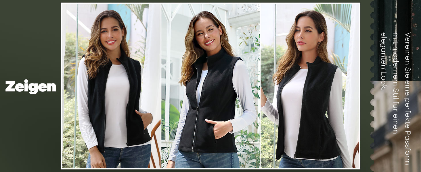 Жіноча флісова жилетка Fuinloth, легка, без рукавів, зі стійким коміром та кишенями на блискавці, XL, армійний зелений