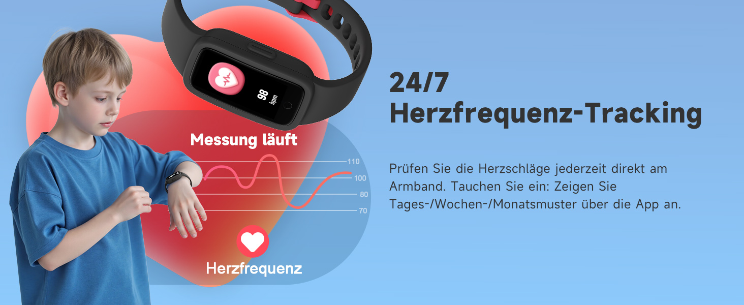 Дитячий фітнес-браслет BIGGERFIVE Vigor 3 з AMOLED дисплеєм, водонепроникний (3ATM), пульсометр, трекер сну, крокомір для дітей 5-12 років, чорний