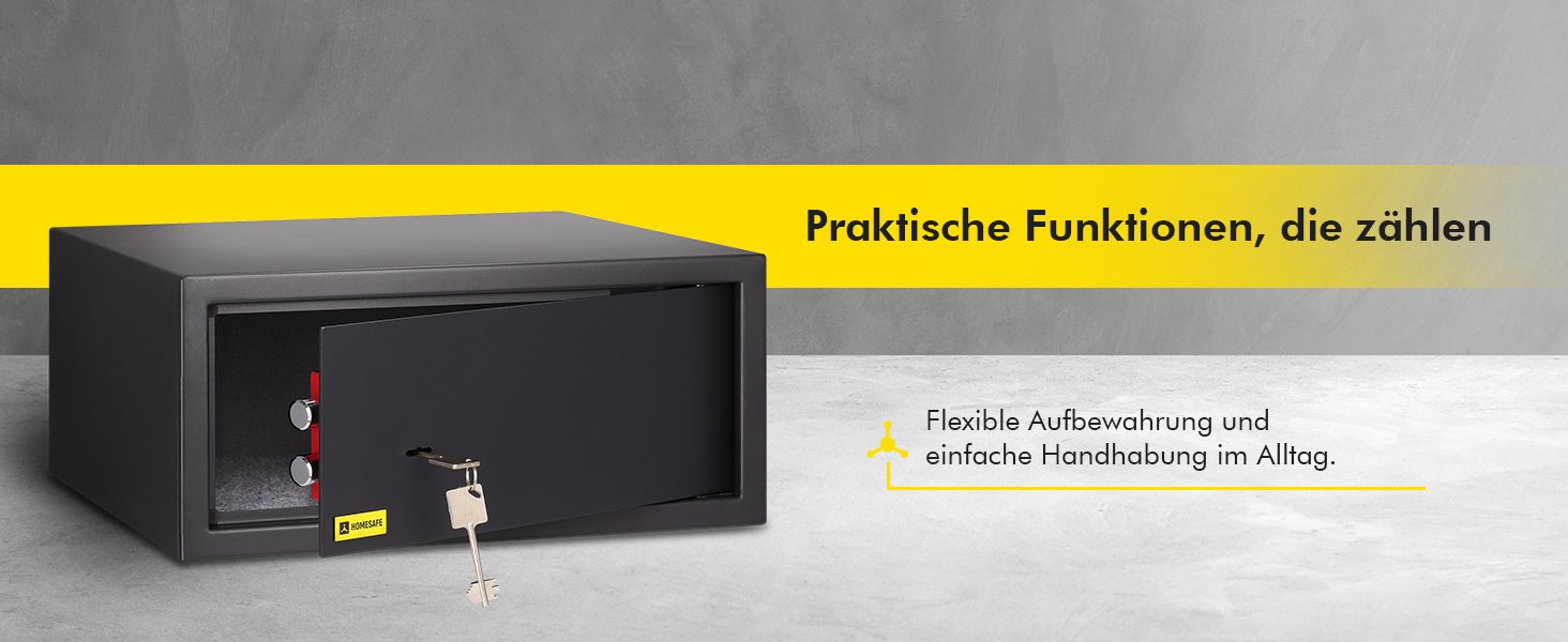 Сейф Homesafe HV15K з ключовим замком, вугільно-чорний сатиновий (20x44.2x38 см)