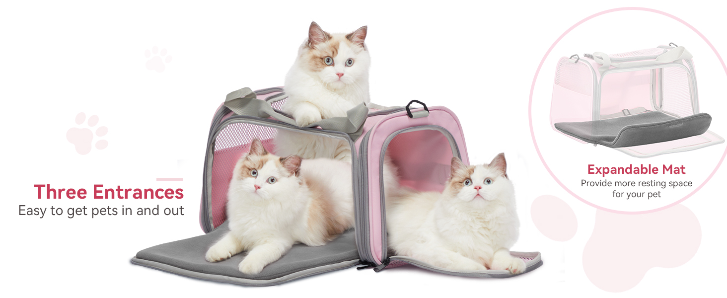 Транспортна переноска для котів та маленьких собак Petfit, рожева, L, з ремінним кріпленням та розкладною матрацом