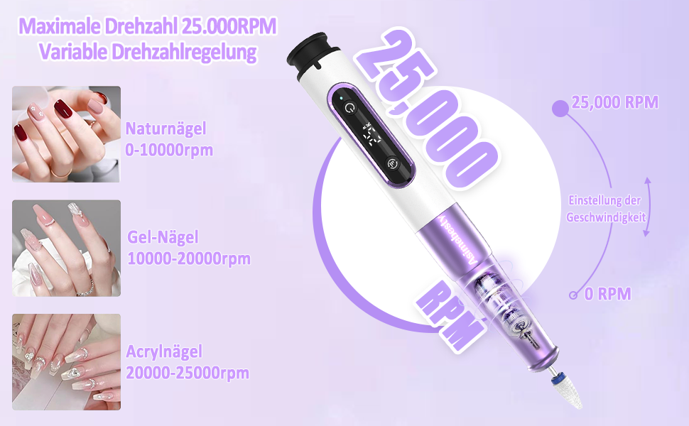 Електричний фрезер для нігтів для гелю, 12 в 1, бездротовий, 25000 об/хв, USB, 5 швидкостей, манікюр/педикюр