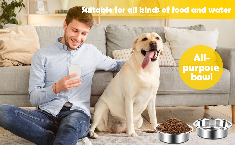 Набори мисок для собак з нержавіючої сталі (4 шт.) з антиковзким дном, для корму та води, підходять для собак маленьких, середніх та великих порід. Миски для собак з нержавіючої сталі, об'єм 900 мл.