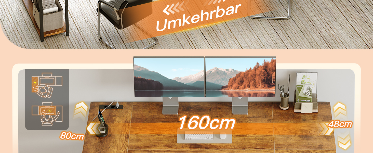 Ігровий кутовий стіл Coleshome з 2 шухлядами, 160x80 см, коричневий