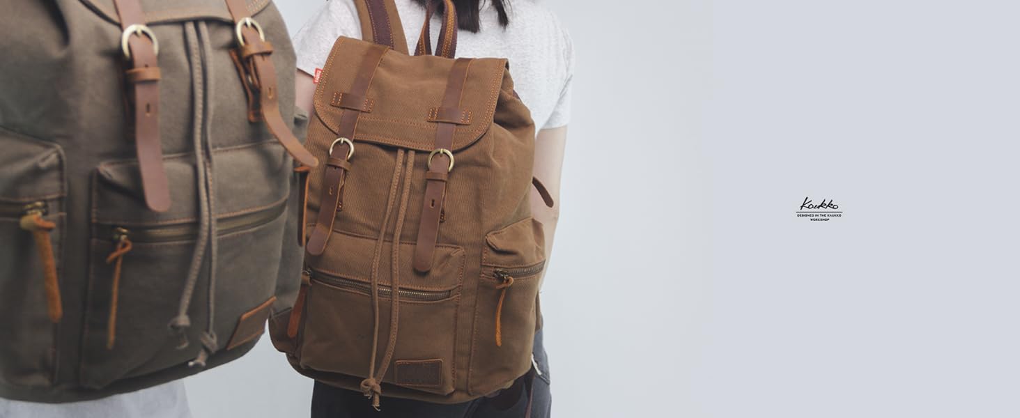 Чоловічий/жіночий рюкзак Kaukko Canvas для ноутбука, стильний, велика місткість, для подорожей, кемпінгу, Outdoor (сірий)