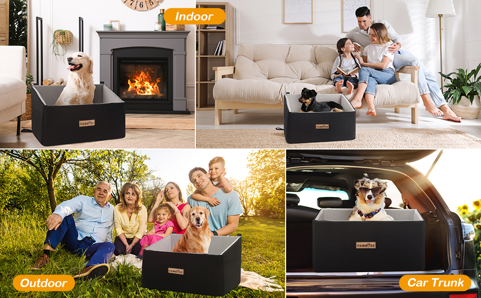 Автокрісло для собак, сіре, велике, до 20 кг, з кишенями для зберігання. Підходить для великих собак та цуценят. Знімне та миється.