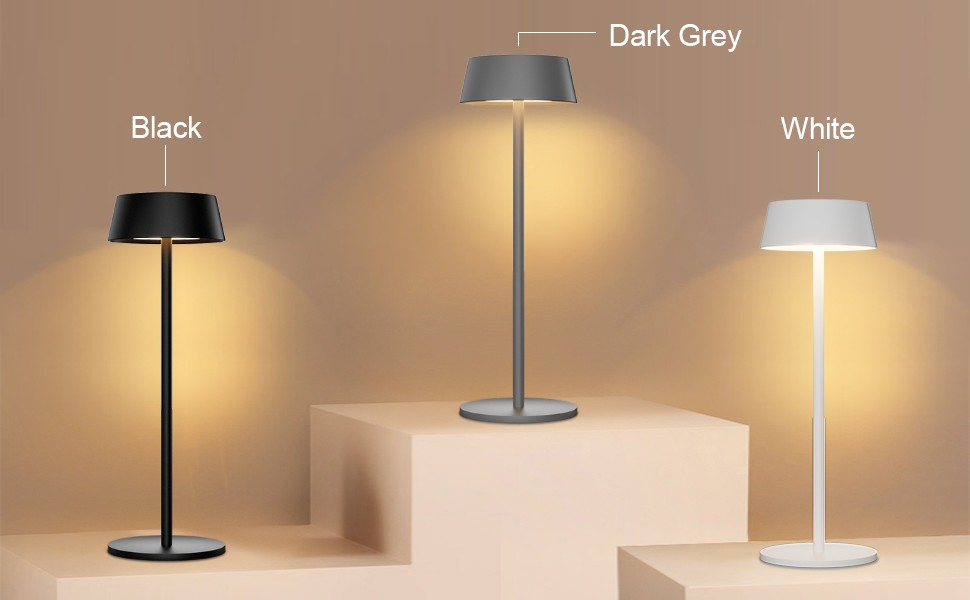 Акумуляторна LED настільна лампа K-Bright з димером, тепле світло 3000K, водонепроникна, для дому та вулиці, USB-C, чорна (2 шт)