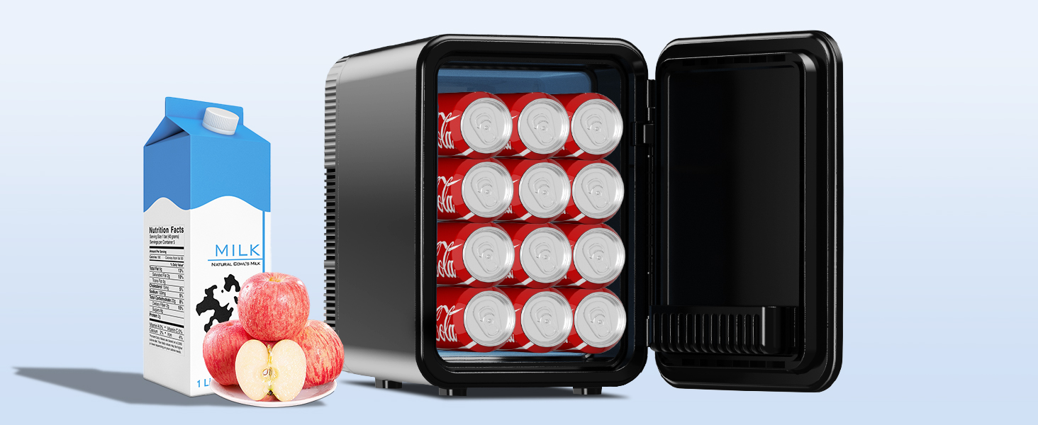 Mini холодильник Enventor 10L: портативний, з подвійним охолодженням, 12V/220V, для авто, кімнати, офісу (чорний)