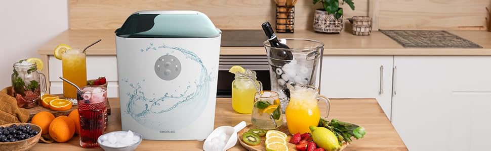 Машина для приготування льоду Cecotec Chillin' Ice 1200 Go, 12 кг/день, 120 Вт, 2 розміри кубиків, швидке заморожування 6-8 хв