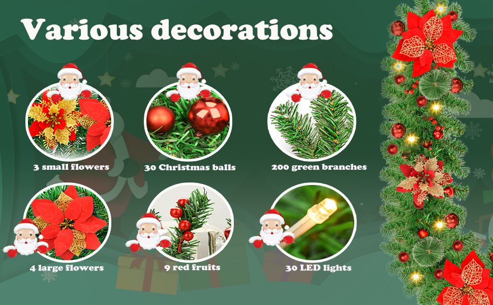 Гірлянда новорічна світлодіодна, 2.7м, 30 LED, зелена, на батарейках