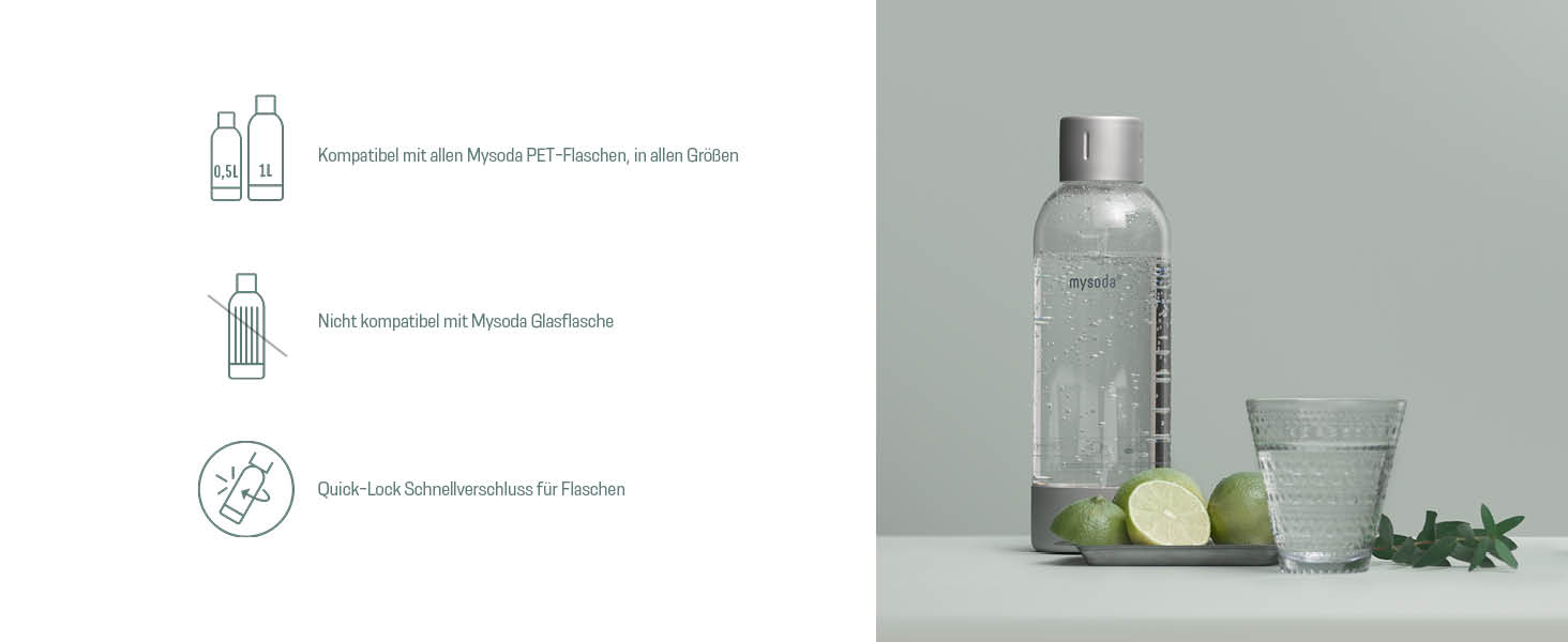 Mysoda Pack Woody: Газова машина для води з екологічного дерева, з пляшкою PET без BPA та CO2 балончиком (сірий)