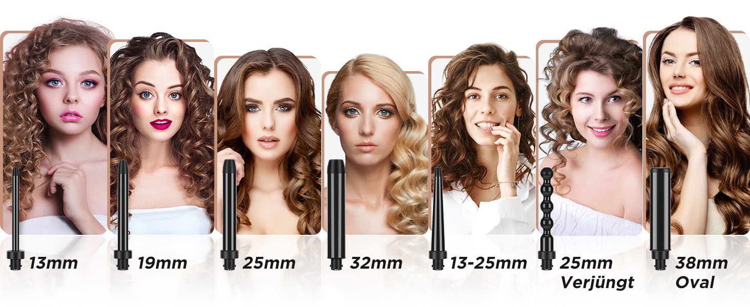 Професійний локон для волосся Parwin Pro Beauty Lockenstab 7-в-1, керамічний, LCD-дисплей, 100-230°C