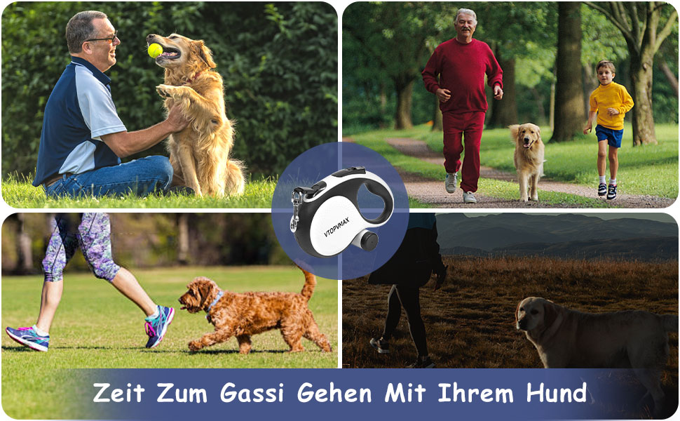 Висувна поводок для собак VTOPVMAX 8м - для середніх та великих собак до 50 кг, з відкидним тросом, контейнером для відходів та гальмом (білий)