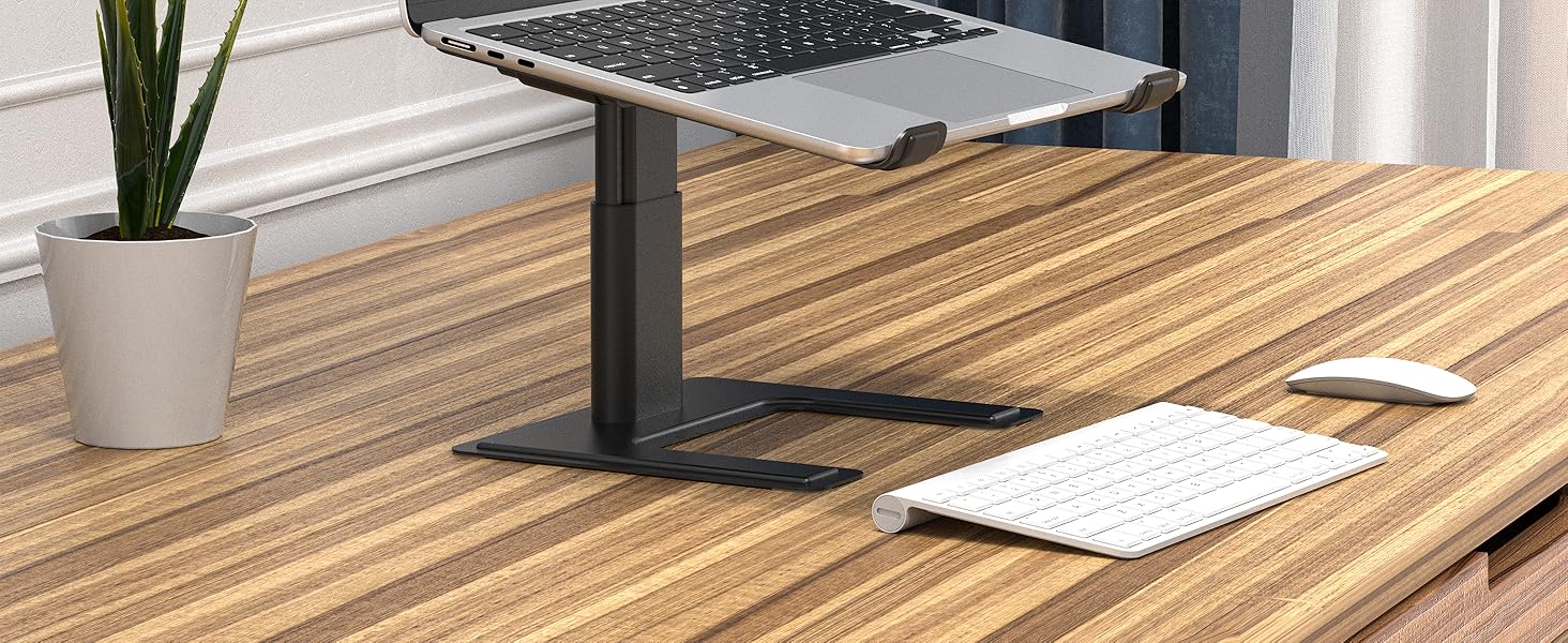Підставка для ноутбука ALASHI, регульована висота, ергономічна, металева, чорна (10-15.6 дюймів)