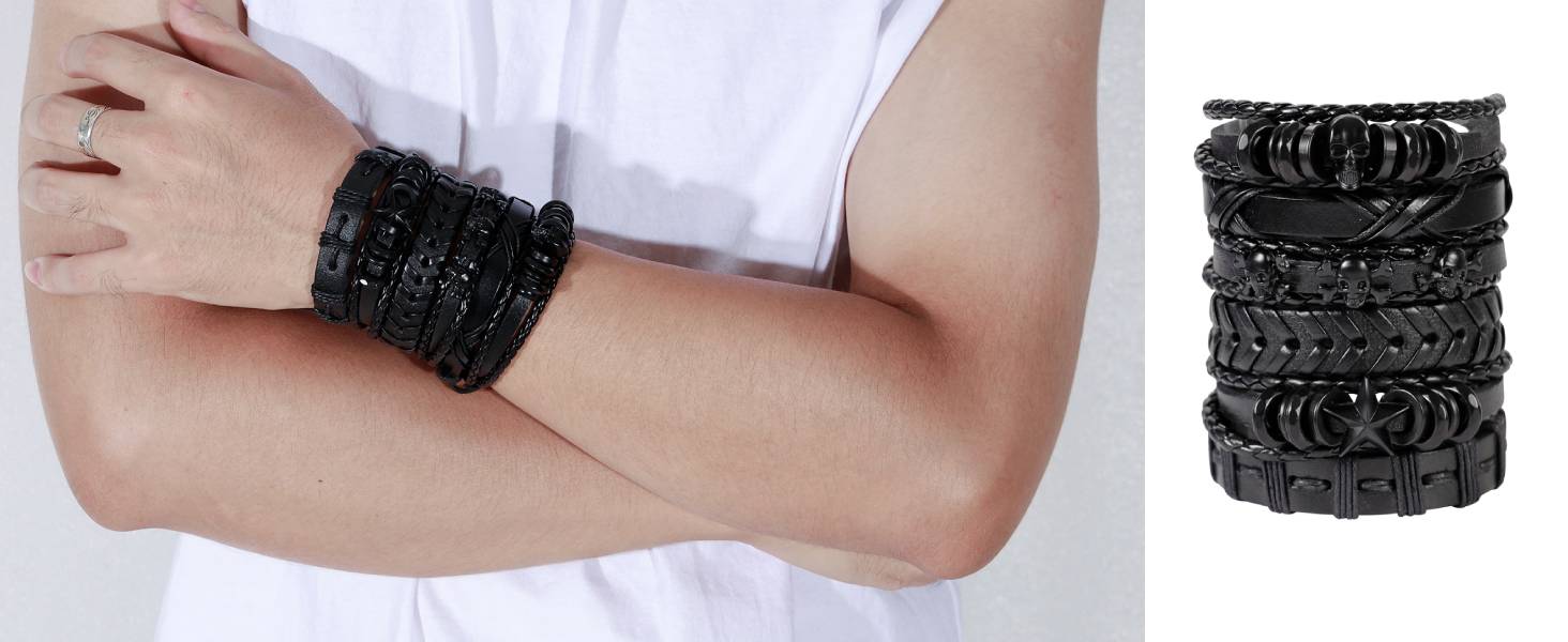 Чоловічий шкіряний браслет Milakoo плетіння, набір браслетів та манжет для жінок (червоний)