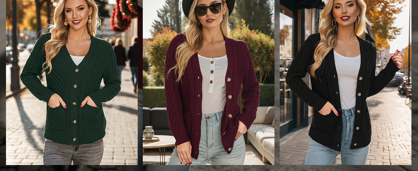 Жіночий в'язаний кардиган GRECERELLE з V-подібним вирізом та ґудзиками, класичний стиль, осінь-зима, бежевий колір