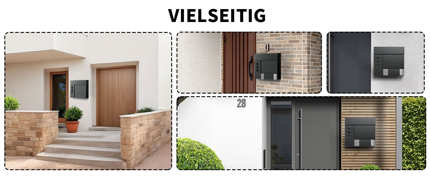 Поштовий ящик антрацит з гравіюванням, персоналізований, 2-в-1, нержавіюча сталь, з табличкою для імені та номера будинку, газетний відсік, подвійний (L)