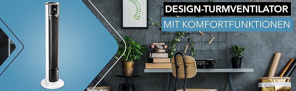 Вентилятор Tower TROTEC TVE 39 T з автоматичним обертанням 60°, LED-дисплеєм та 6 швидкостями, 45 Вт