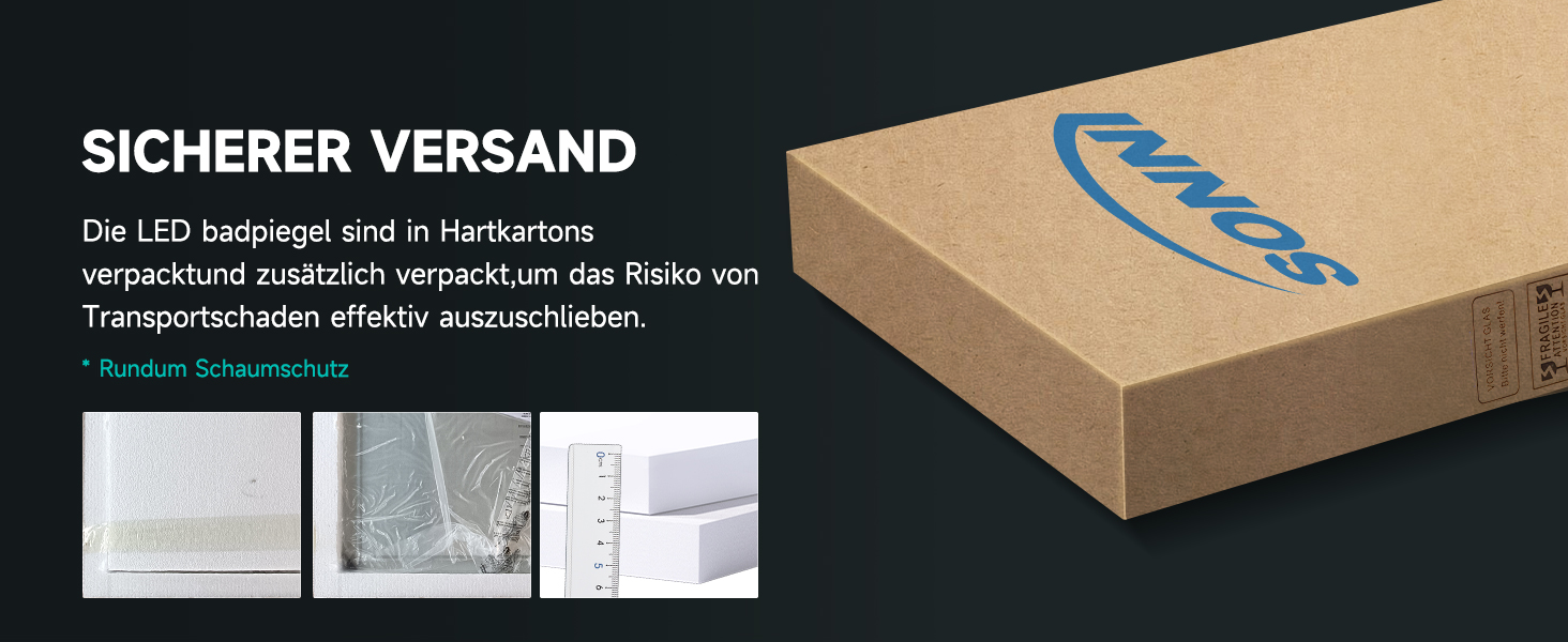 Дзеркало для ванної кімнати SONNI з підсвічуванням 120x60 см, 3 кольори світла, антизапарник, годинник, температура, LED, сенсорне управління, білий