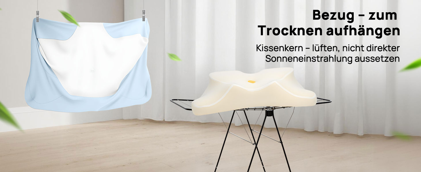 Ергономічна подушка для шиї Feagar у формі метелика з ефектом пам'яті (Memory Foam), синя