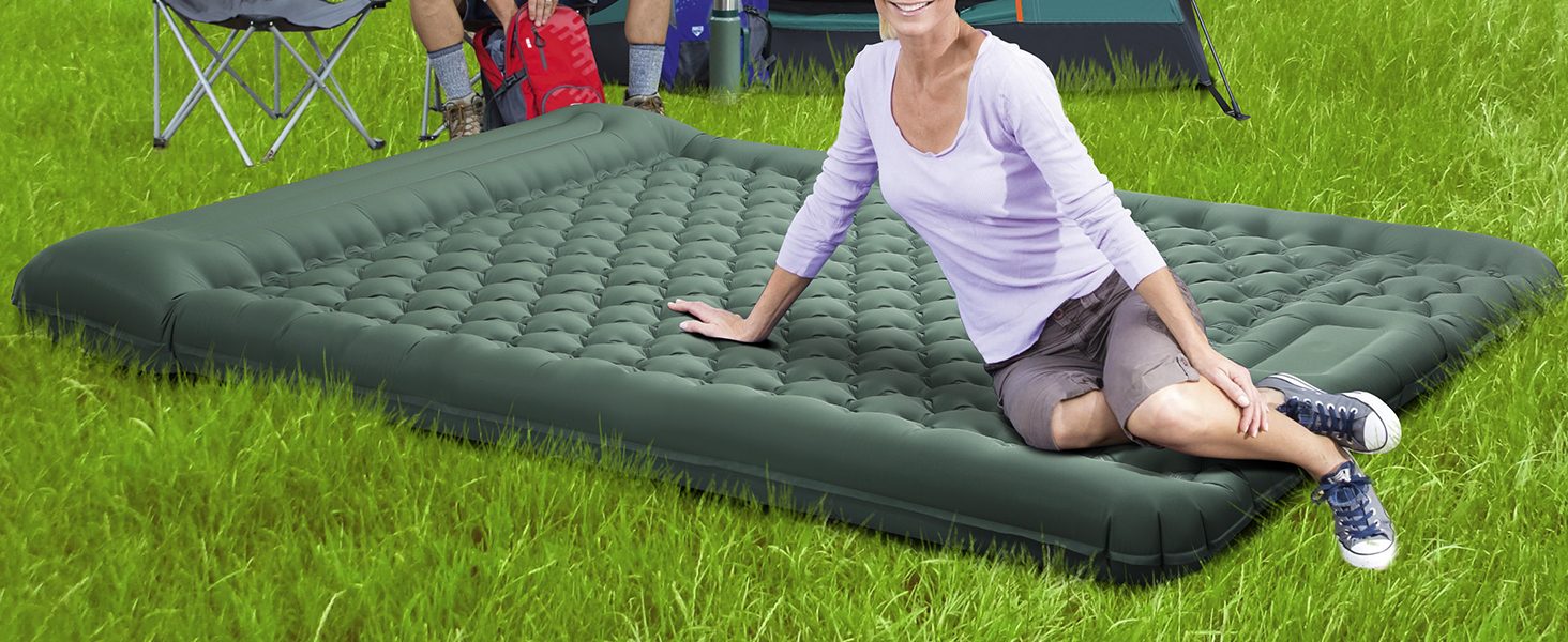 Каремат самонадувний Camping 2025, 12 см, з підголівником 16 см та помпою - для туризму, пляжу, кемпінгу. Ультралегкий, міцний