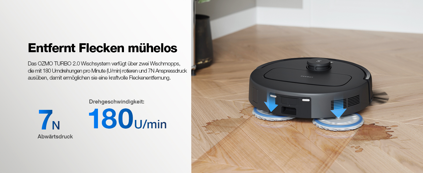 Робот-пилосос ECOVACS DEEBOT N30 PRO Omni з функцією миття, 10000 Па, технологія ZeroTangle 2.0, TruEdge, миття гарячою водою 60°C, сушка гарячим повітрям, білий (чорний)