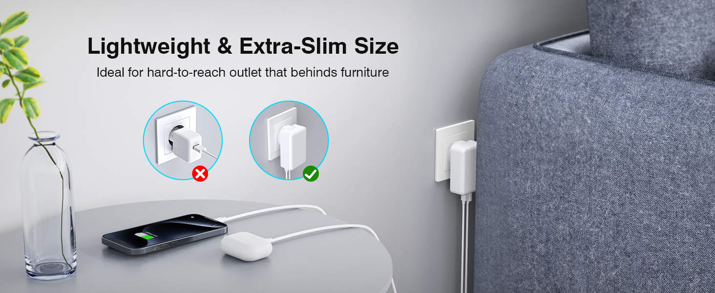Зарядний пристрій USB-C 65W з 3 портами, кабель 2м, для MacBook, iPhone, Switch, Galaxy, Tablet, Laptop
