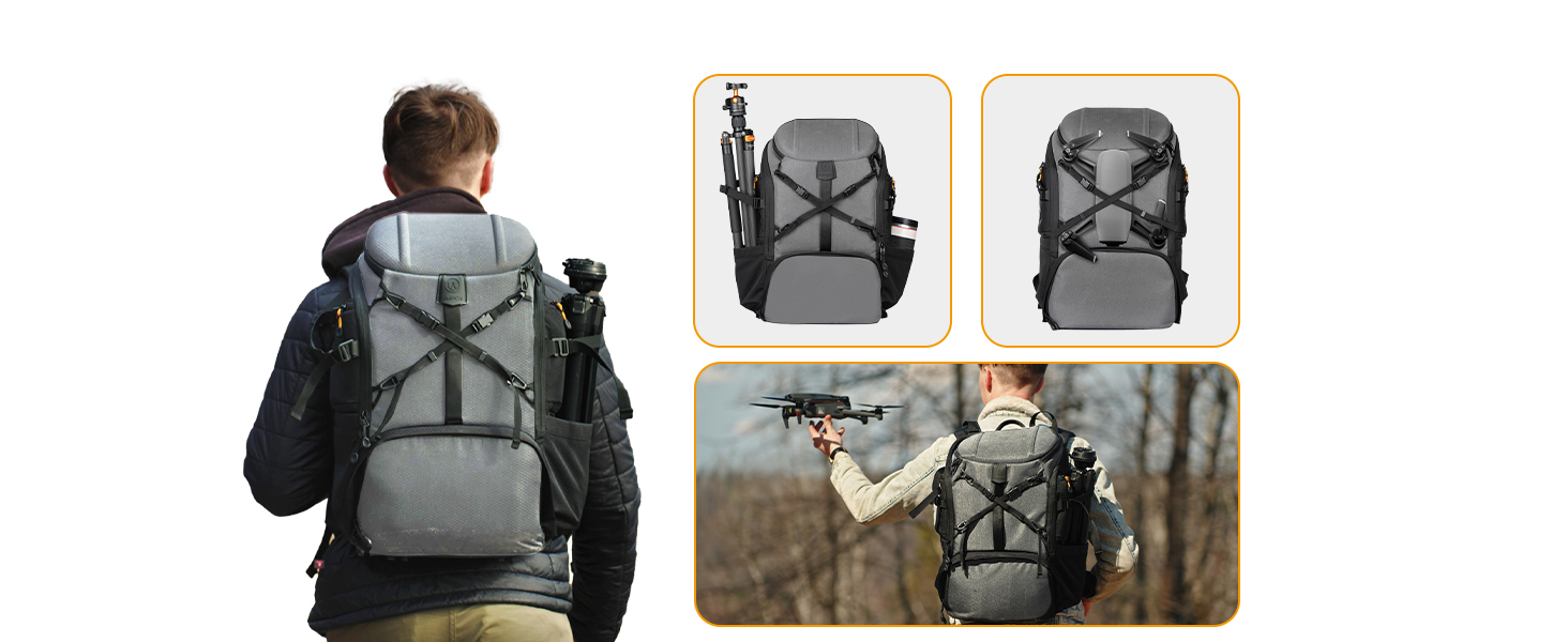 Рюкзак для камери Tarion HX-XL, 2-в-1, чорний, сірий, водонепроникний, з відділенням для ноутбука 15,6 дюймів