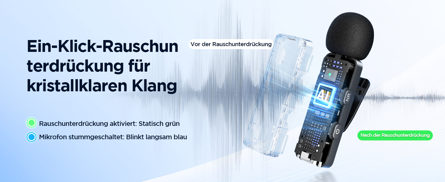 Мікрофон BOYA BY-V10 USB-C: Бездротовий мініатюрний мікрофон з шумозаглушенням для Android, смартфонів, ноутбуків, YouTube, подкастів, Facebook, Vlogging