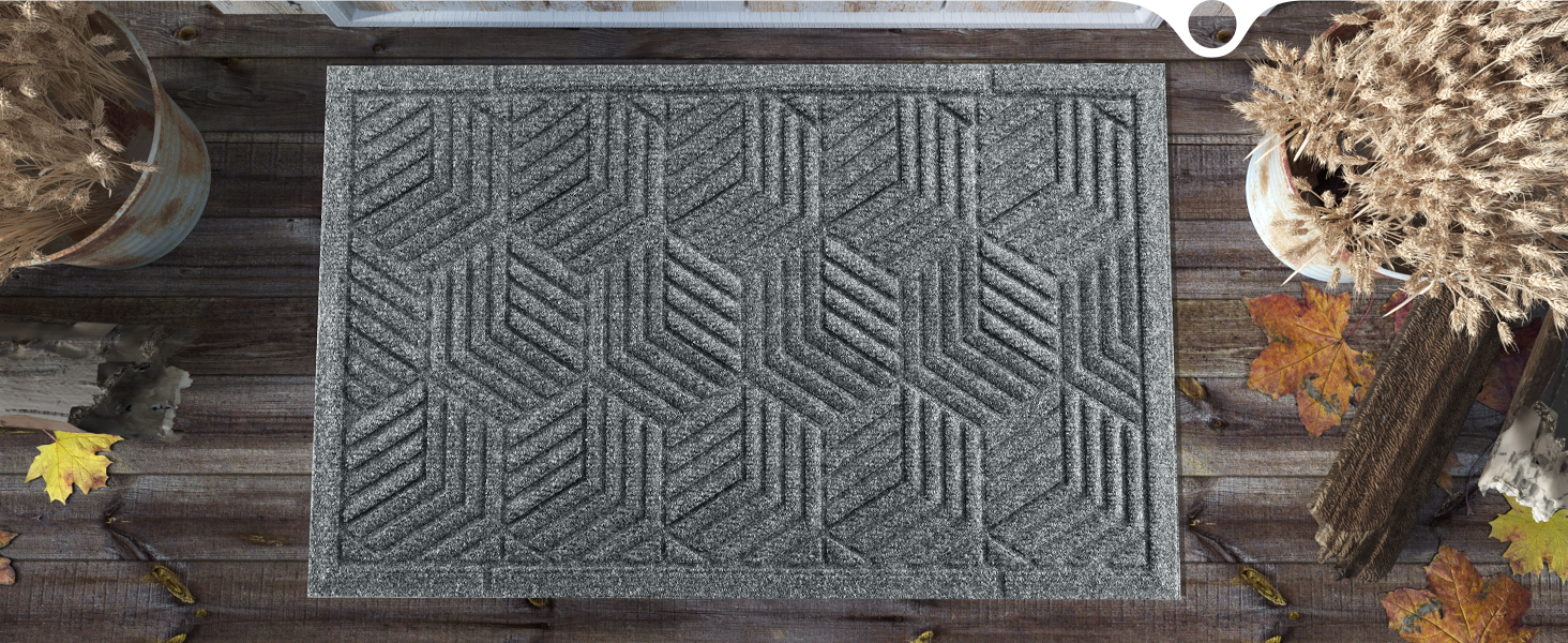 Килимок для дому та вулиці Yimobra - антиковзаючий, миючий, вологостійкий, 75 x 43 см, чорно-сірий