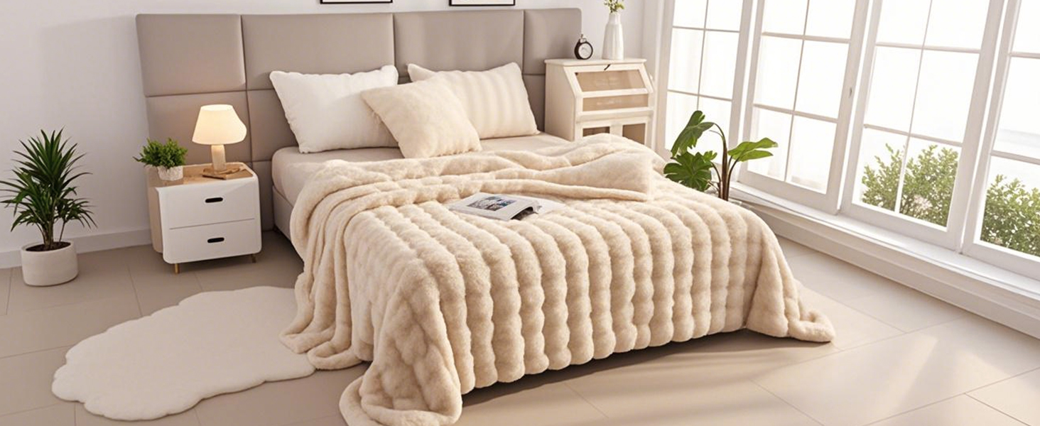 Плед Ergocar з м'якого штучного хутра, 160x200 см, світло-блакитний | Плед для дивану, крісла, ліжка