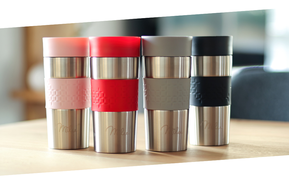 Термокружка Milu 350ml/450ml: ізольована, не протікає, з нержавіючої сталі, для авто, з подвійними стінками, рожева